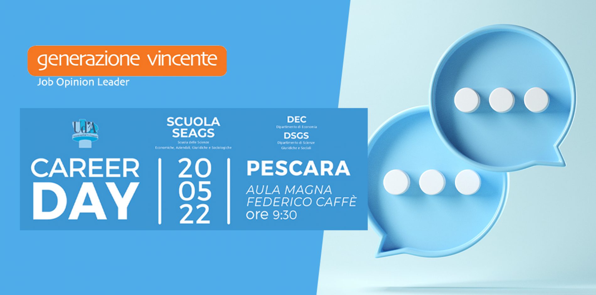 Career Day all’Università di Pescara: Generazione Vincente partner dell’evento