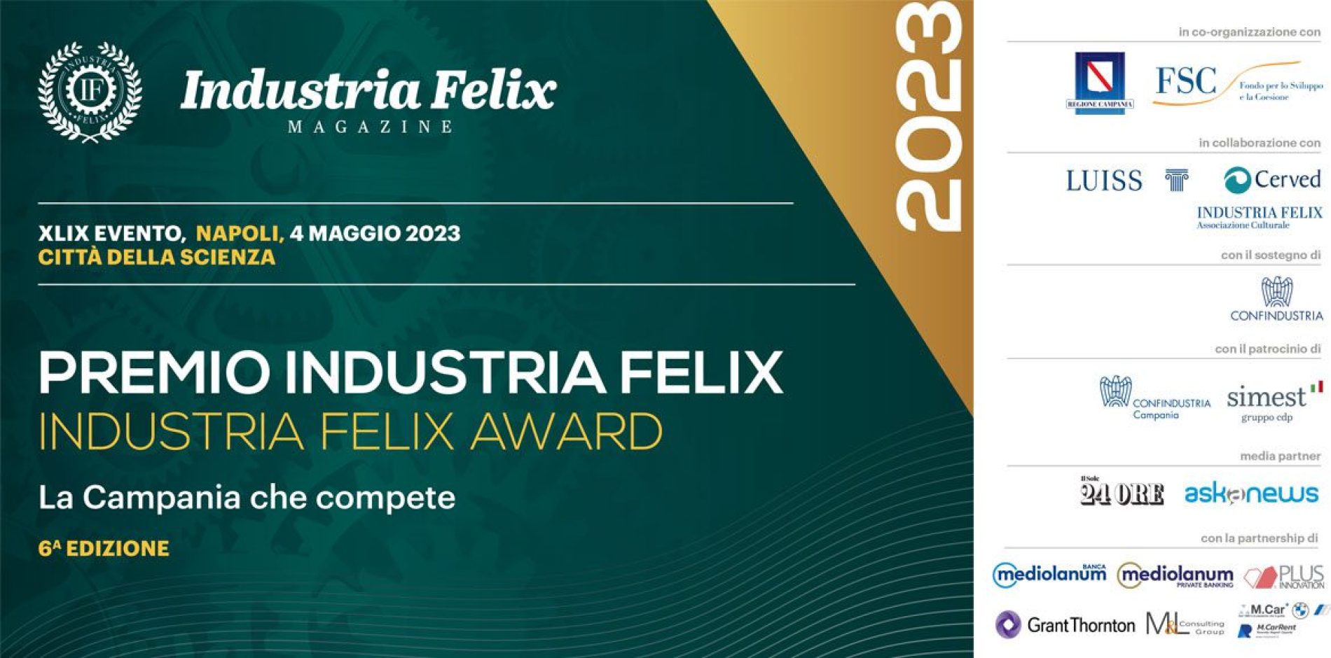Premio Industria Felix: a Generazione Vincente l’Alta Onorificenza di Bilancio